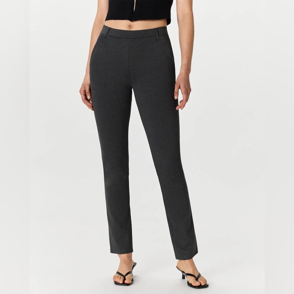 NWT. Quince. Ultra-Stretch Ponte Straight Leg Pants. Charcoal. Small X- Petite.